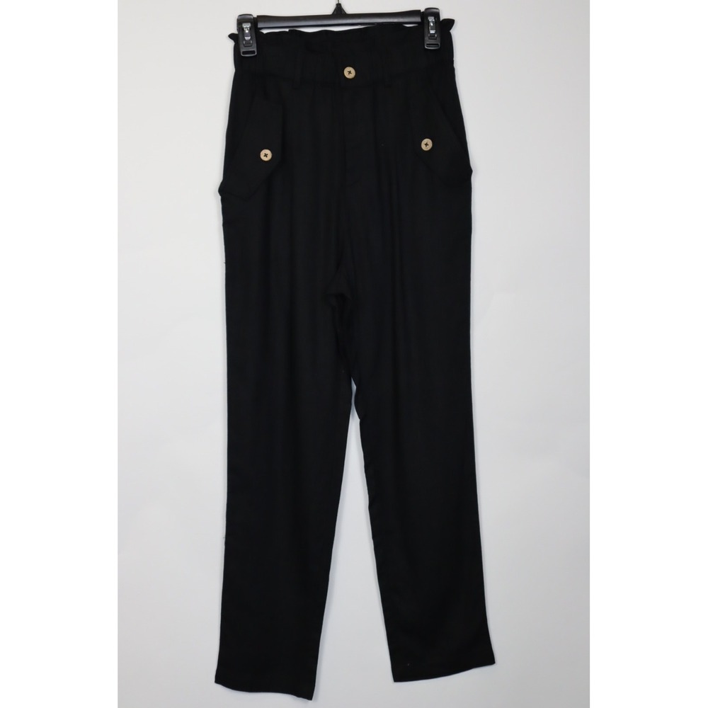 New In Women's Straight Leg Linen Blend Paper Bag Pants Size S